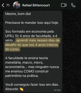 Print da mensagem de Rafael Bittencourt